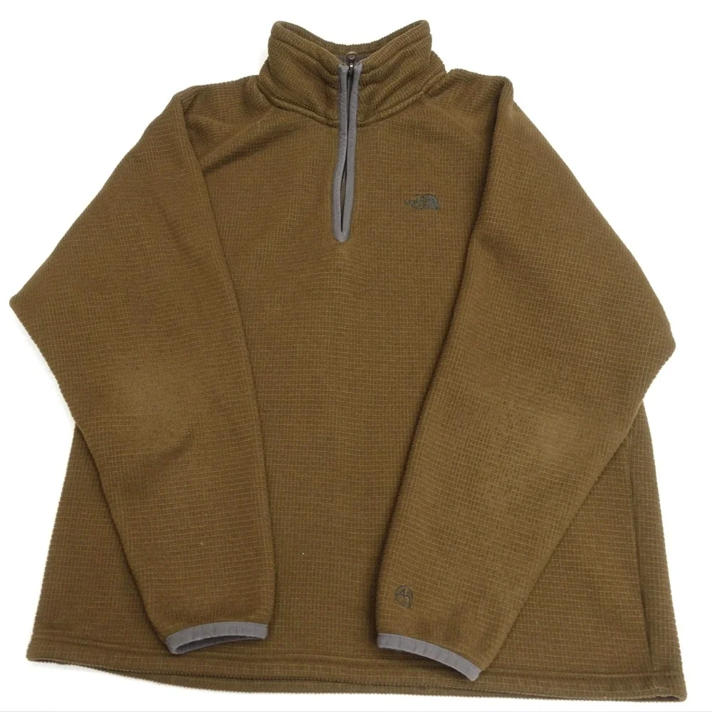 The North Face Pullover Mens XL Brown Fleece 1/4 Zip Mock Neck Hiking Outdoor